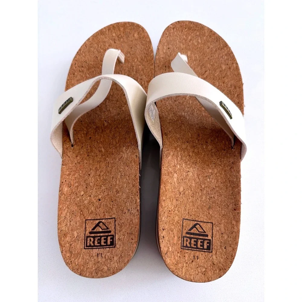 Reef Cushion Sol Hi Cream Platform Sandals Cork Footbed Womens 11